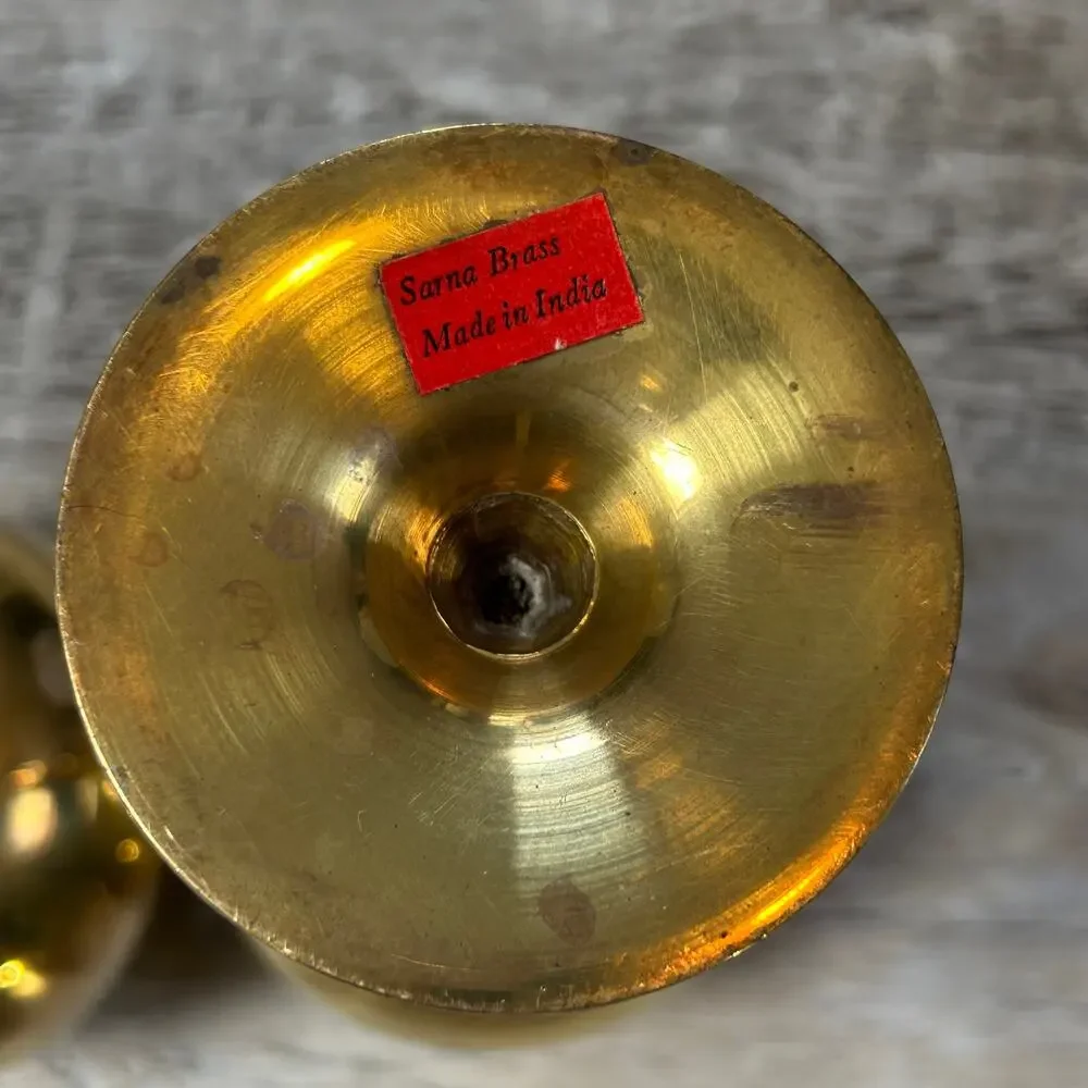 Sarna Brass Wine Goblets Set of 2 Gold Patina Vintage Barware India